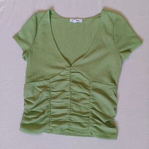 Stitxh And Pine Sz S Green Stretch Crop Top Short Sleeved